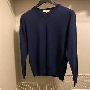 New Men’s Turnbury Large Sweater Navy - Extra Fine Merino Wool, V-Neck